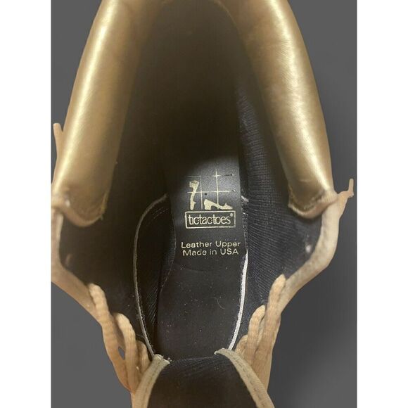 Tic Tac Toe Women’s Vintage Metallic Gold Genuine Leather Booties US 6.5 NWOT - Picture 9 of 9